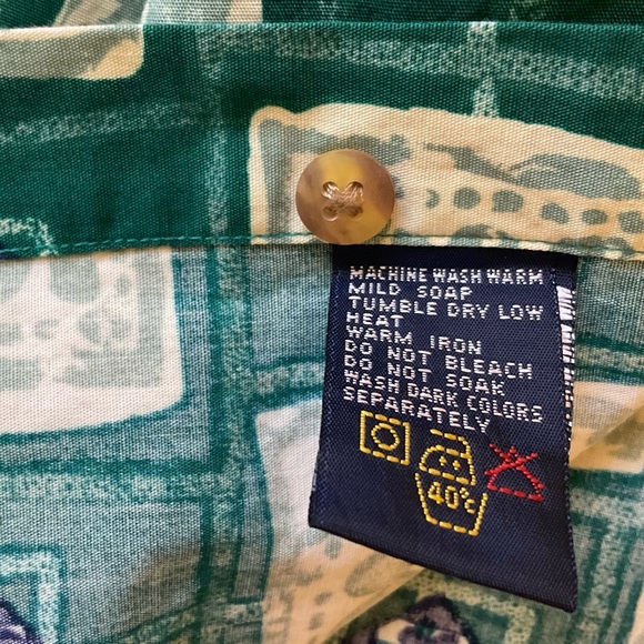 Montagut Button Front Green Floral Print Hawaiian Shirt - Picture 12 of 13